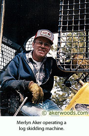 Merlyn Aker operating a log skidding machine.